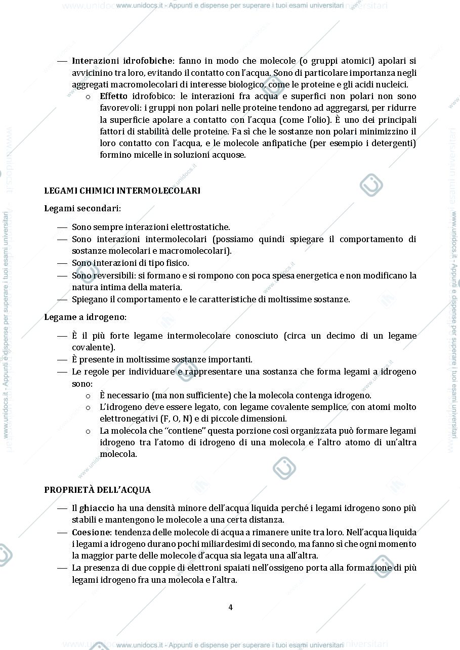 Anteprima pagina 4 — Schemi di biochimica, modulo dell'esame "scienze biologiche e biochimiche", primo anno - SACCO