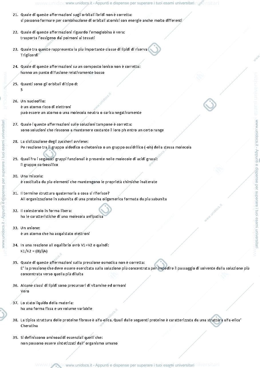 Anteprima pagina 2 — Raccolta Domande d' esame Biochimica