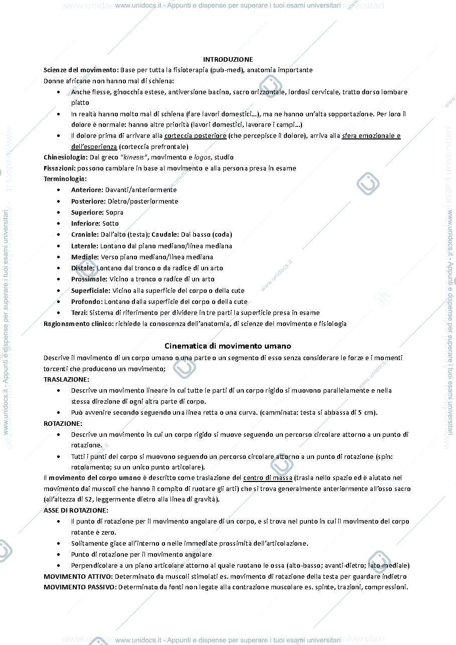 Anteprima pagina 1 — INTRODUZIONE SCIENZE DEL MOVIMENTO