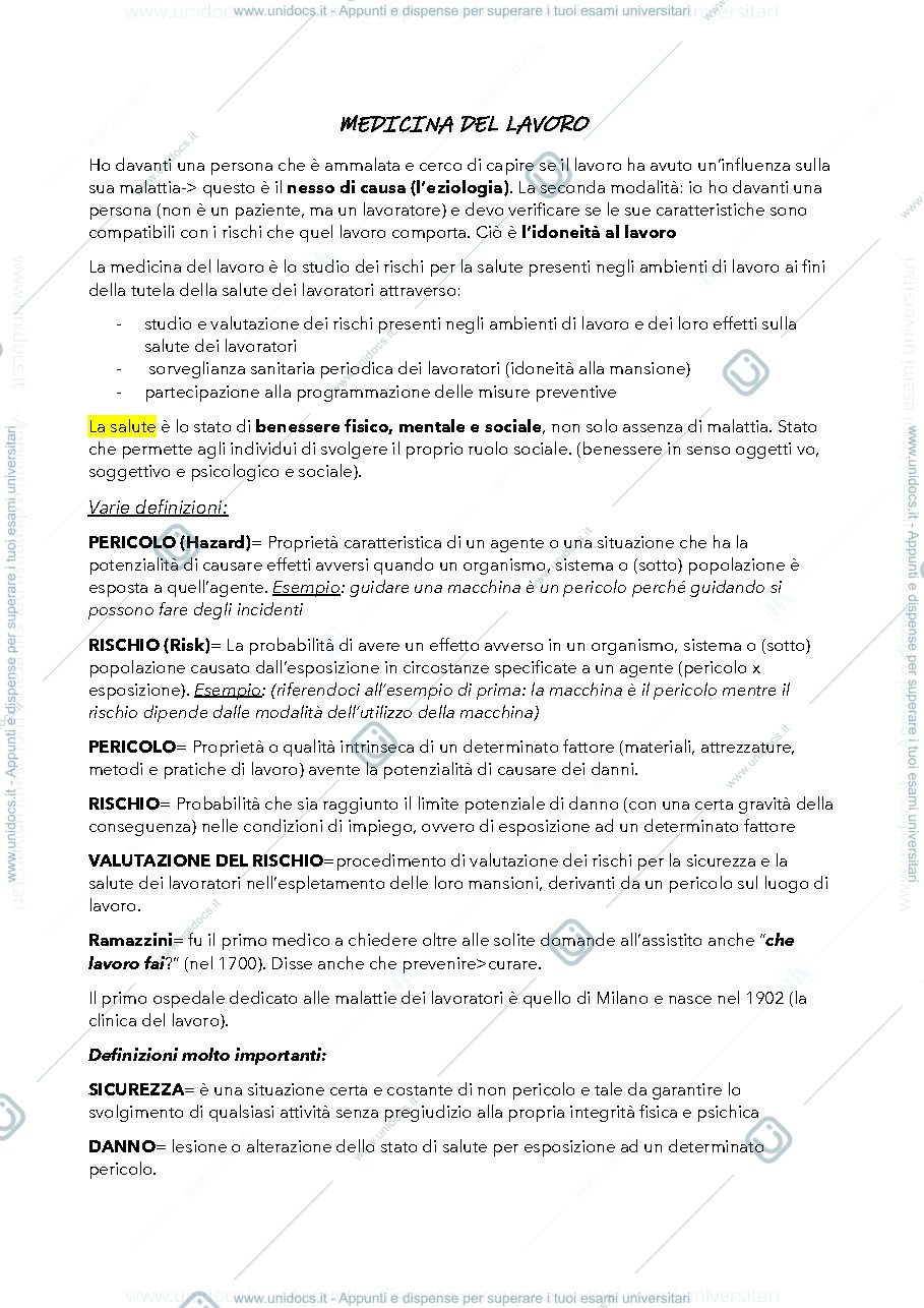 Anteprima pagina 1 — Medicina del lavoro