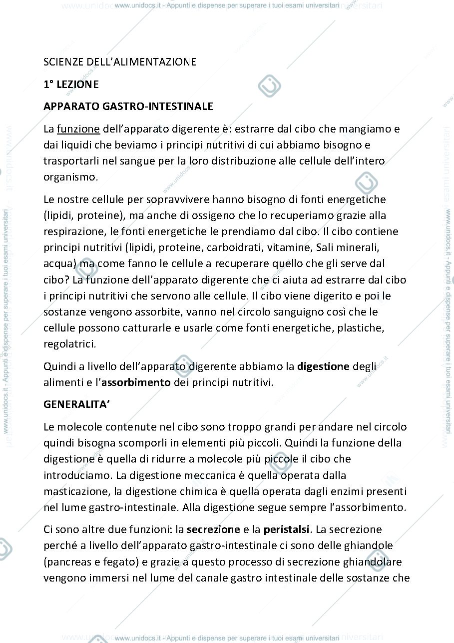 Anteprima pagina 1 — DISPENSE DI SCIENZE DELL'ALIMENTAZIONE