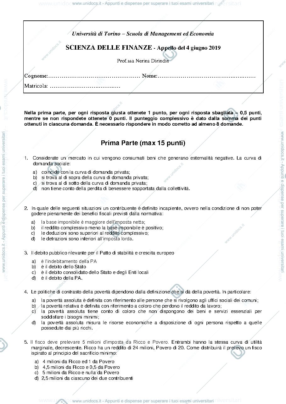 Anteprima pagina 1 — esame 4 giugno