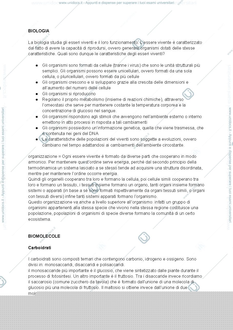 Anteprima pagina 1 — riassunto alpha test biologia