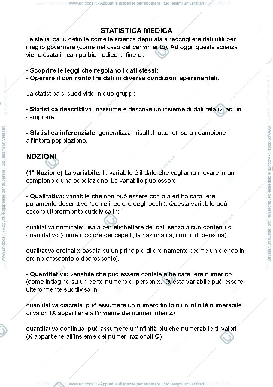 Anteprima pagina 1 — Statistica medica 