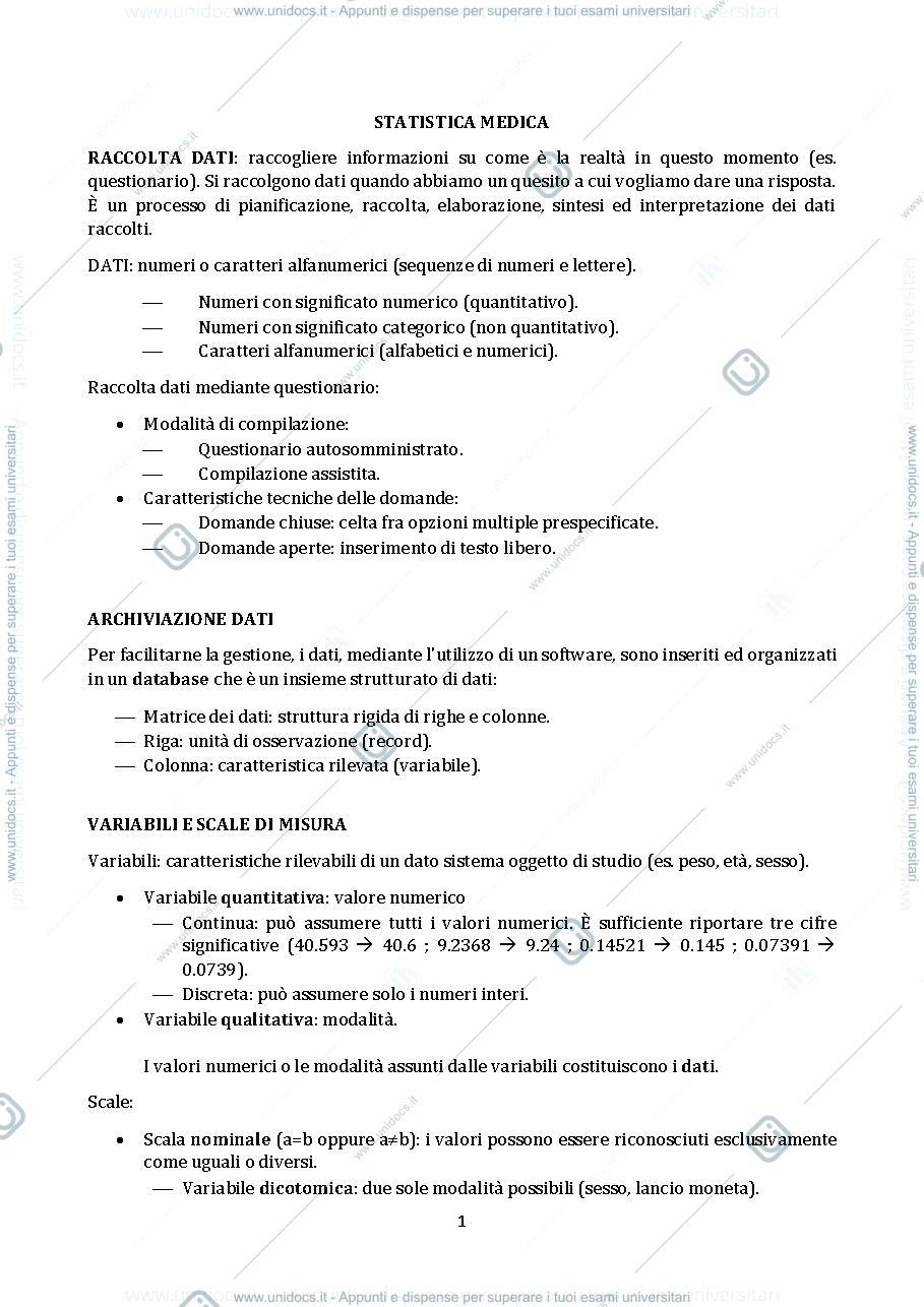 Anteprima pagina 1 — statistica medica - sacco