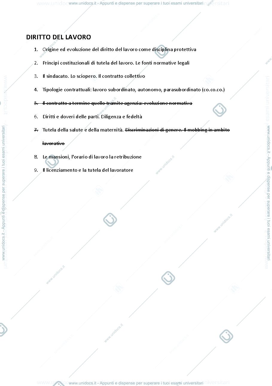Anteprima pagina 1 — diritto del lavoro -palla