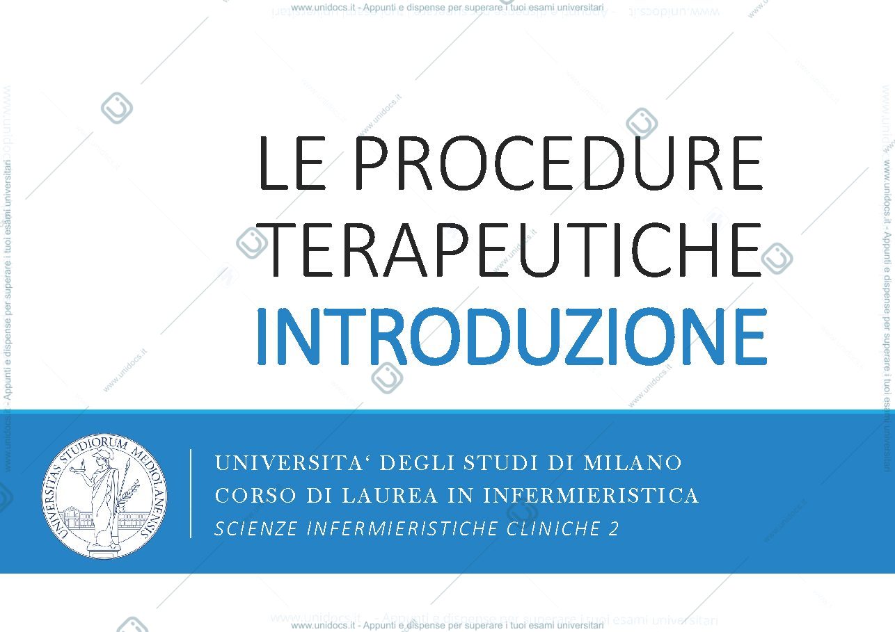 Anteprima pagina 1 — Introduzione procedure terapeutiche