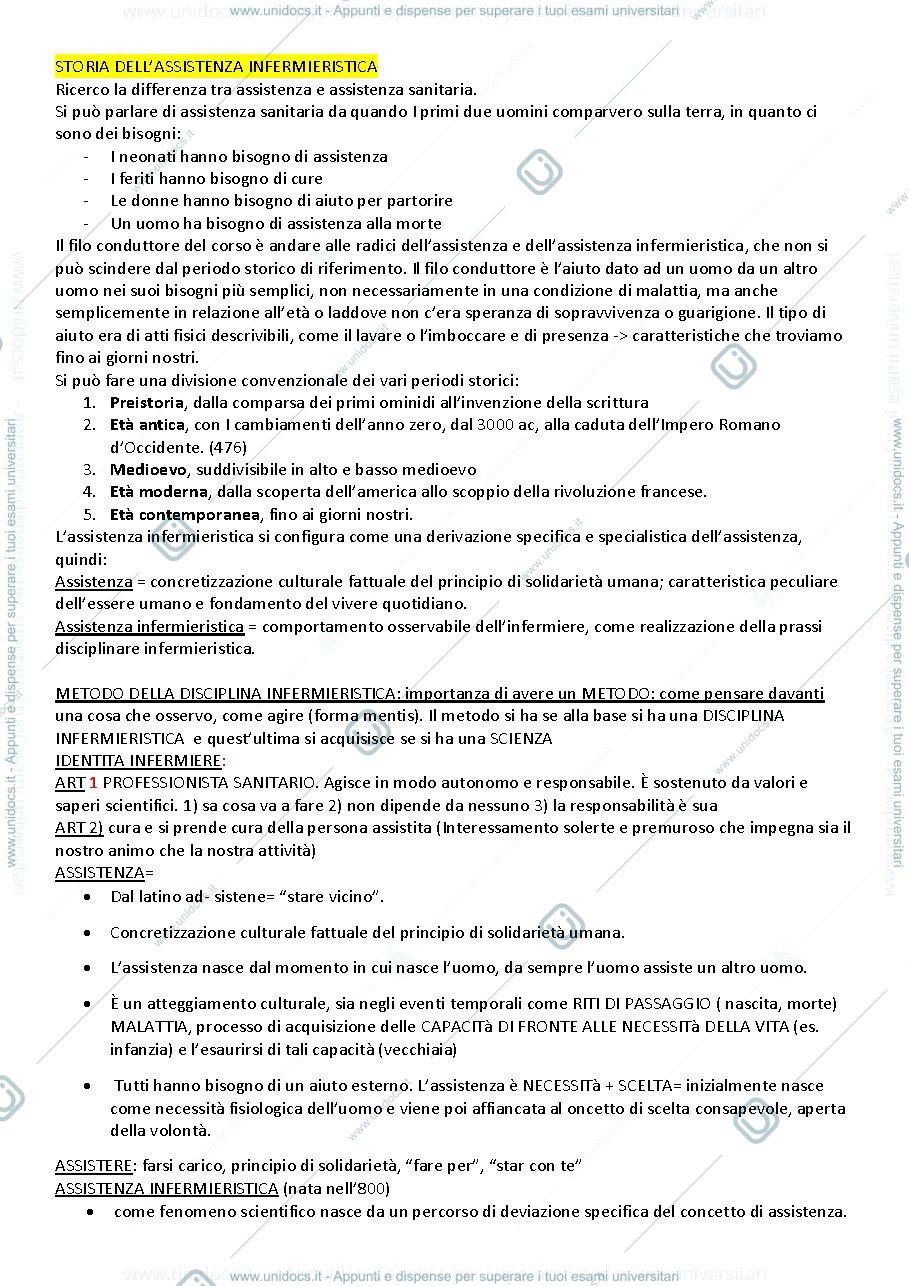 Anteprima pagina 1 — APPUNTI INTEGRALI DI STORIA DELL'ASSISTENZA INFERMIERISTICA