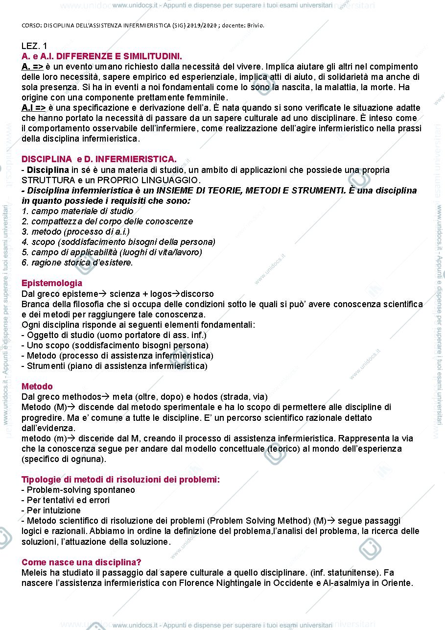 Anteprima pagina 1 — DISCIPLINA INFERMIERISTICA