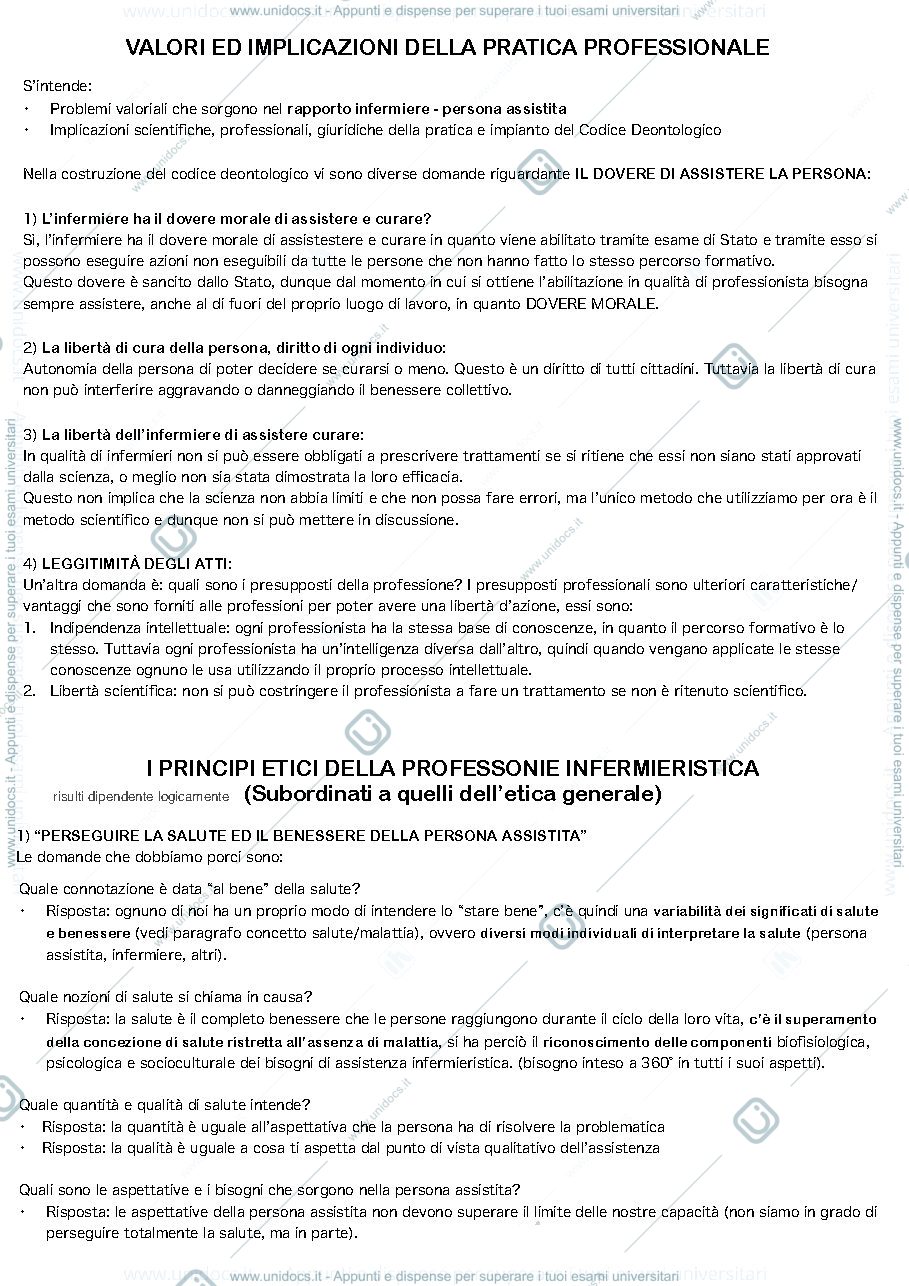 Anteprima pagina 4 — Appunti scienze infermieristiche generali (compreso deontologia)