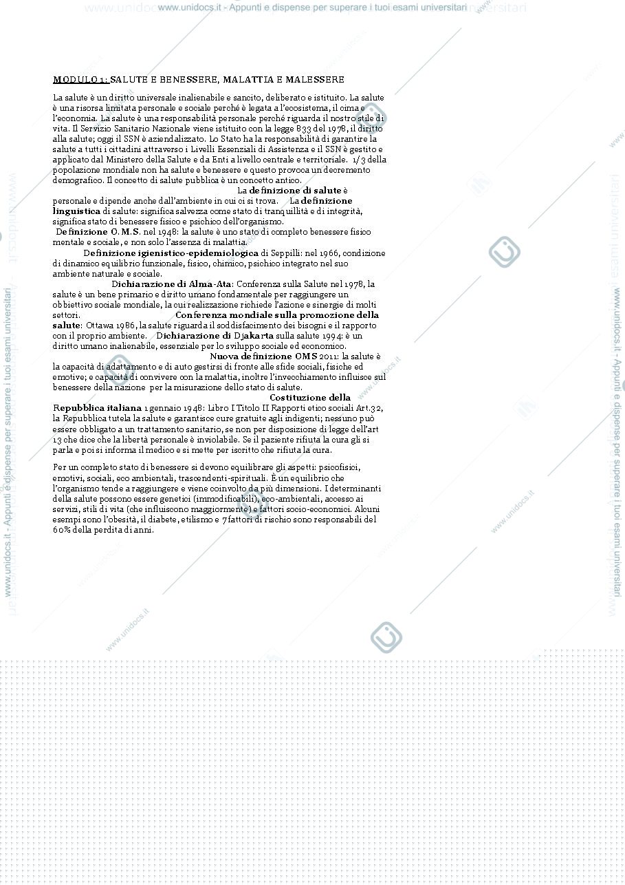 Anteprima pagina 1 — Salute e Benessere, Malattia e Malessere 