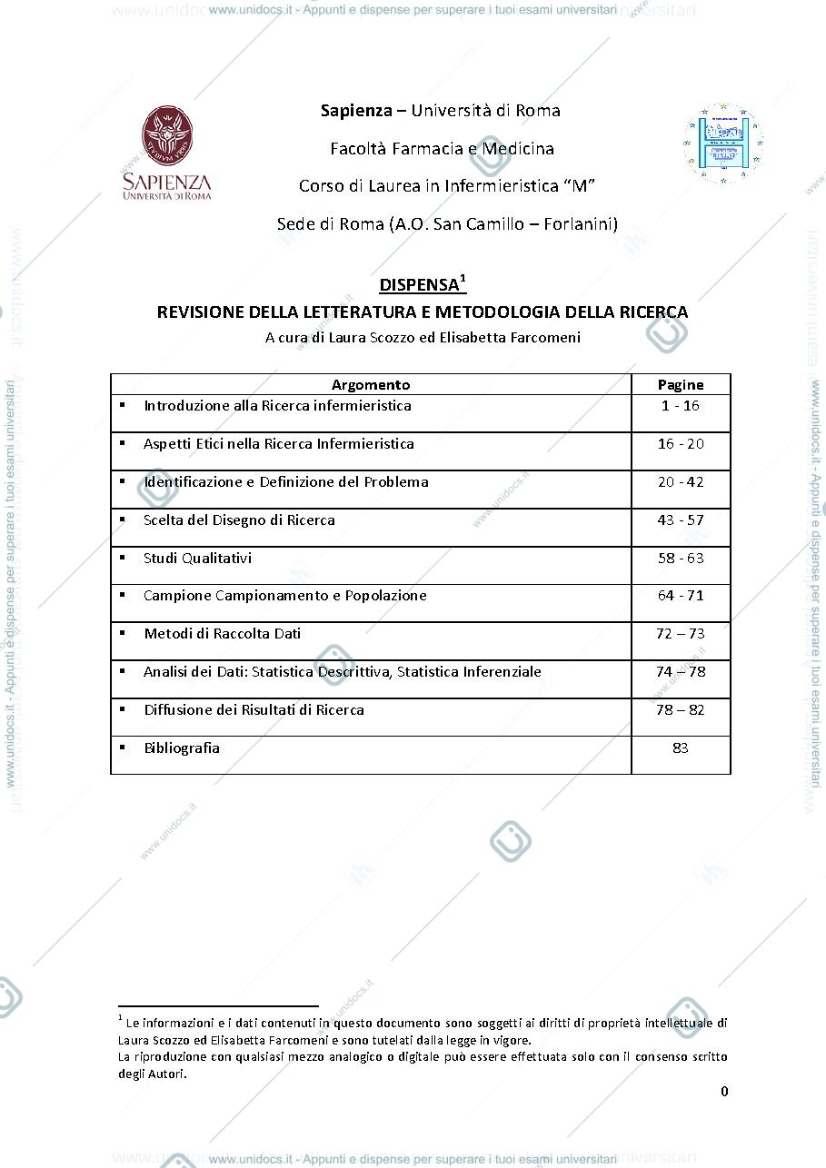 Anteprima pagina 1 — Metodologia della ricerca 