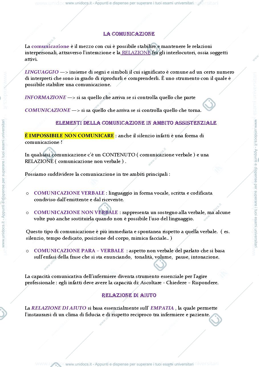 Anteprima pagina 1 — INFERMIERISTICA CLINICA I
