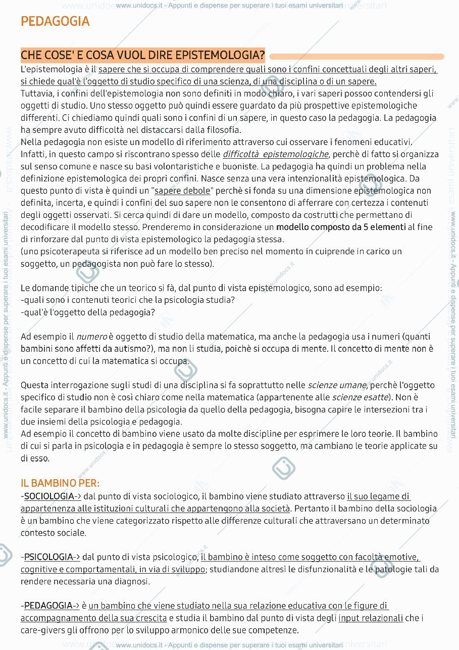 Anteprima pagina 1 — APPUNTI DI PEDAGOGIA