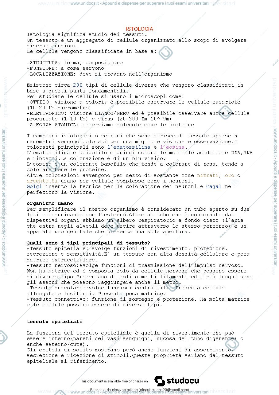Anteprima pagina 2 — Istologia 