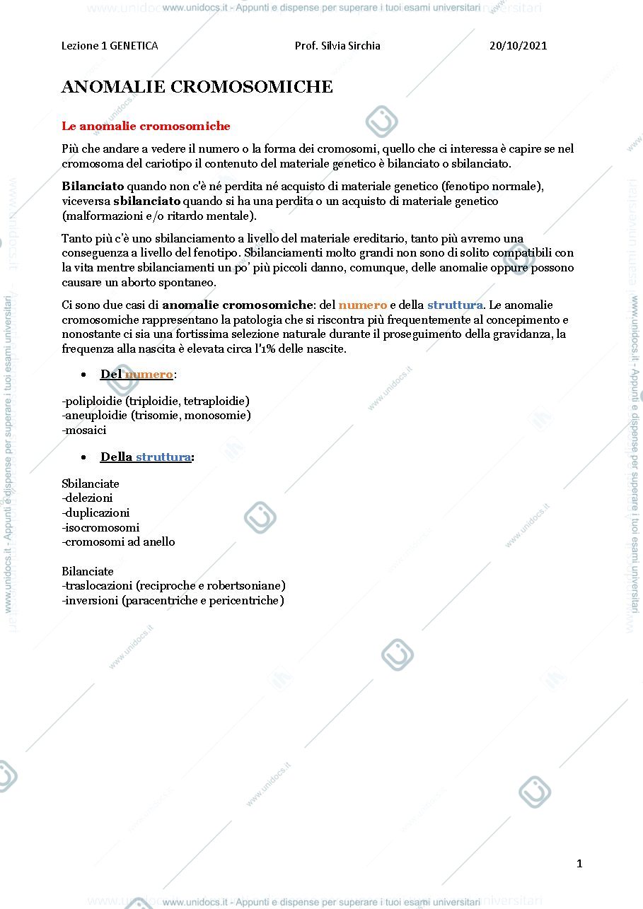 Anteprima pagina 1 — Le malattie genetiche 