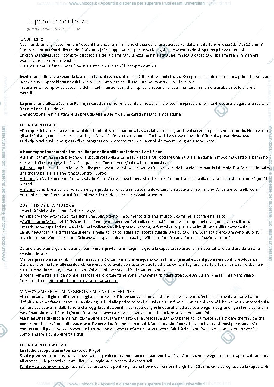 Anteprima pagina 1 — La fanciullezza