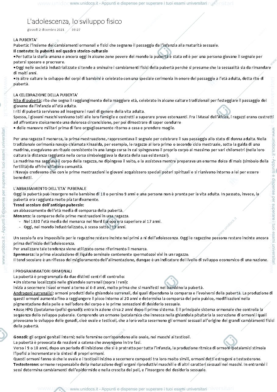 Anteprima pagina 1 — L'adolescenza