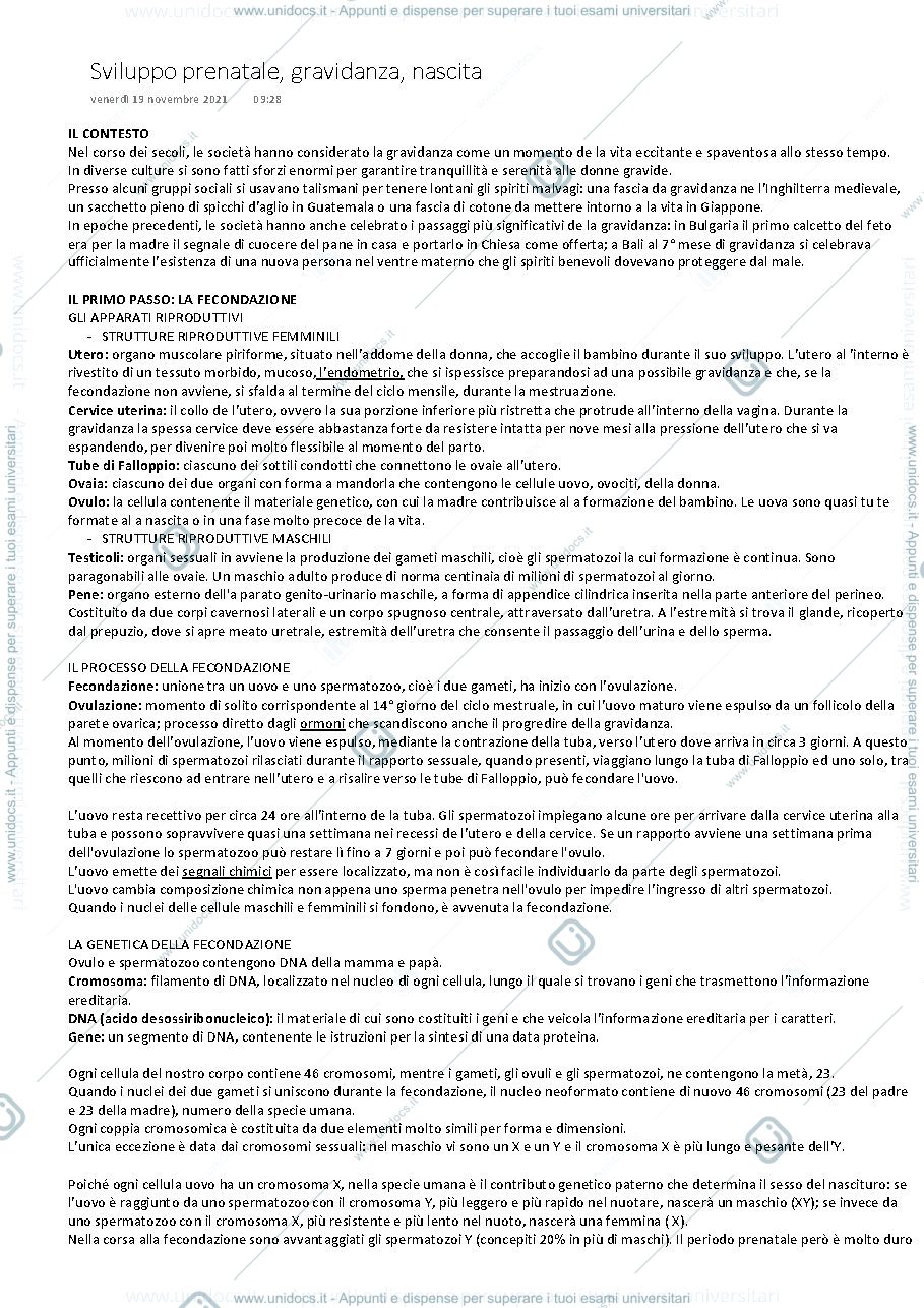 Anteprima pagina 1 — La fecondazione e il neonato