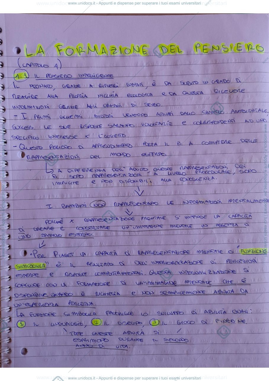 Anteprima pagina 1 — la formazione del pensiero