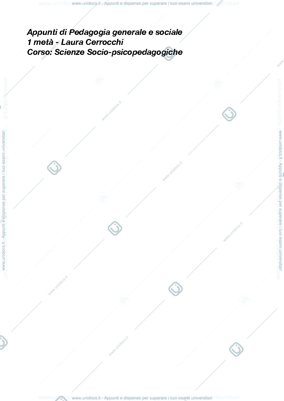 Anteprima pagina 1 — Pedagogia generale e sociale 1 anno 1 semestre