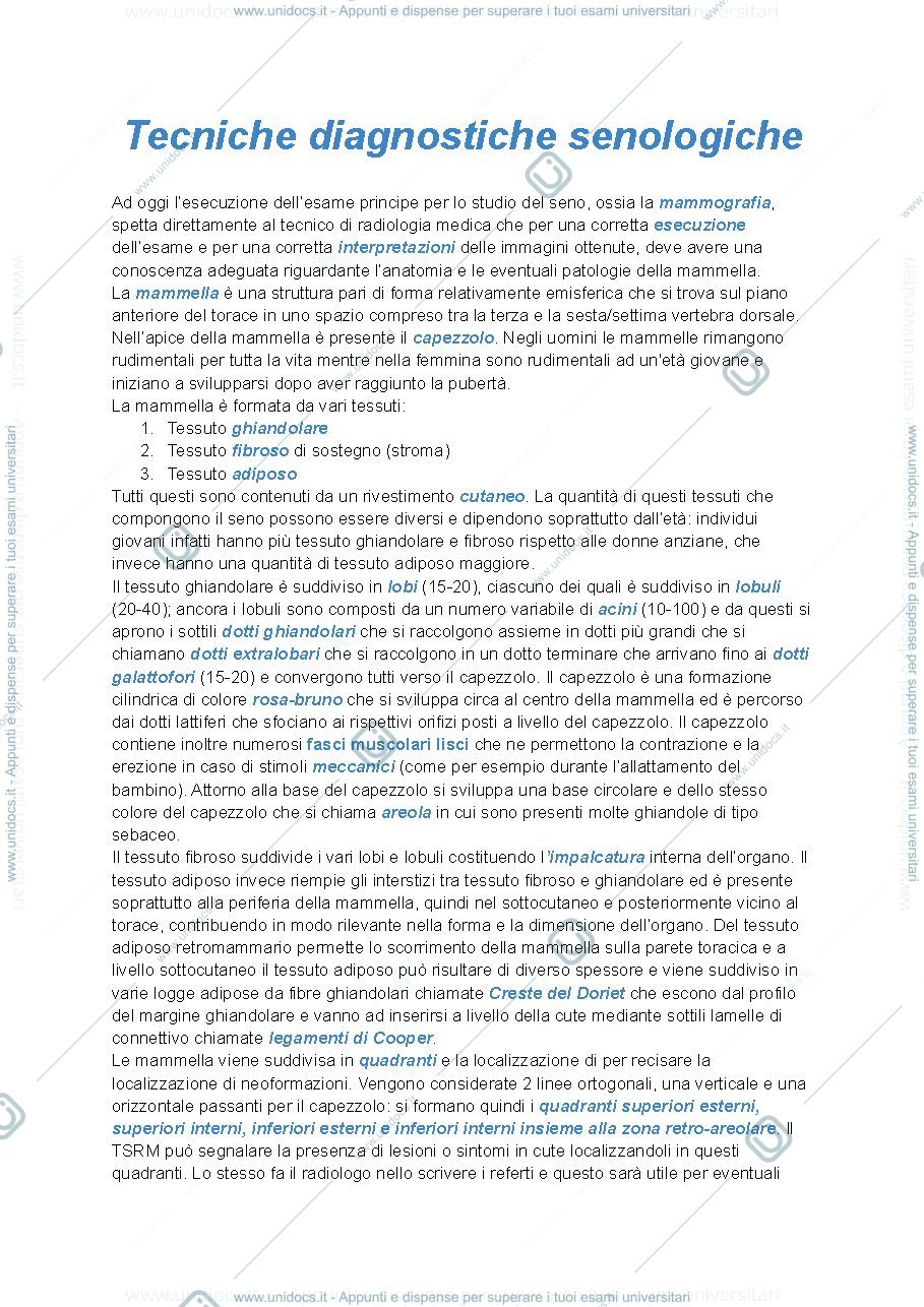 Anteprima pagina 1 — Lezione 1 - Gori - Tecniche di diagnostica senologica