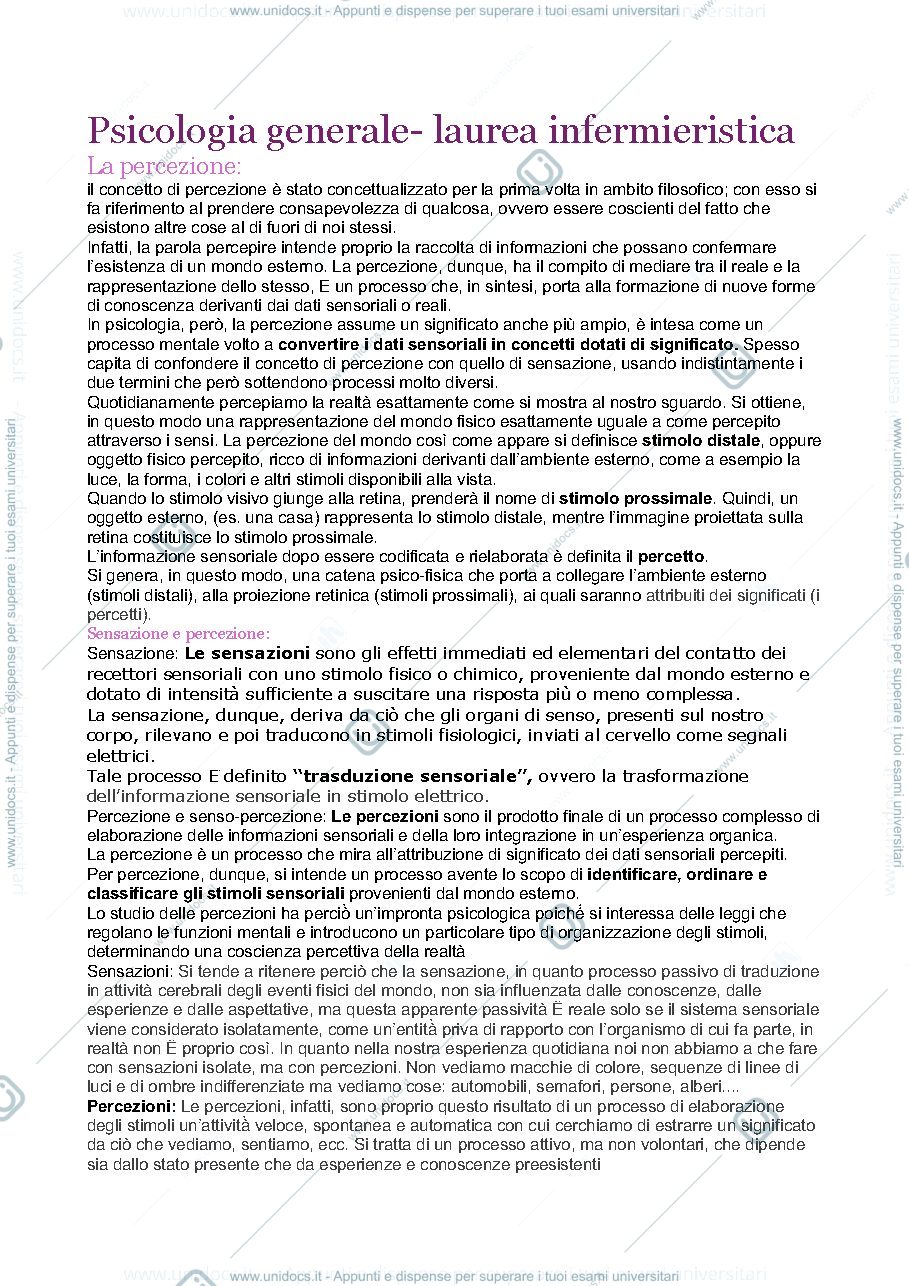Anteprima pagina 1 — Percezione memoria e apprendimento 