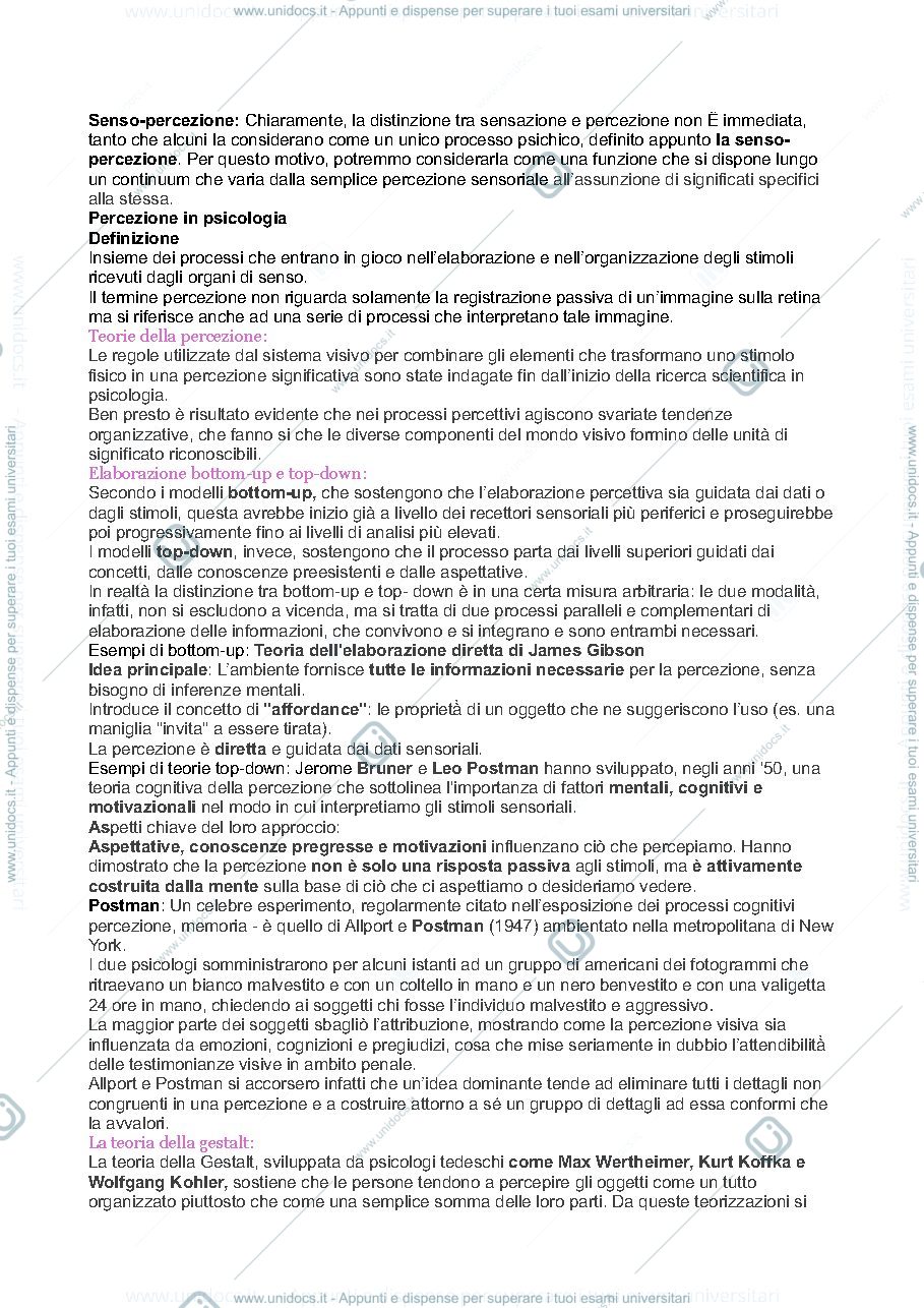 Anteprima pagina 2 — Percezione memoria e apprendimento 