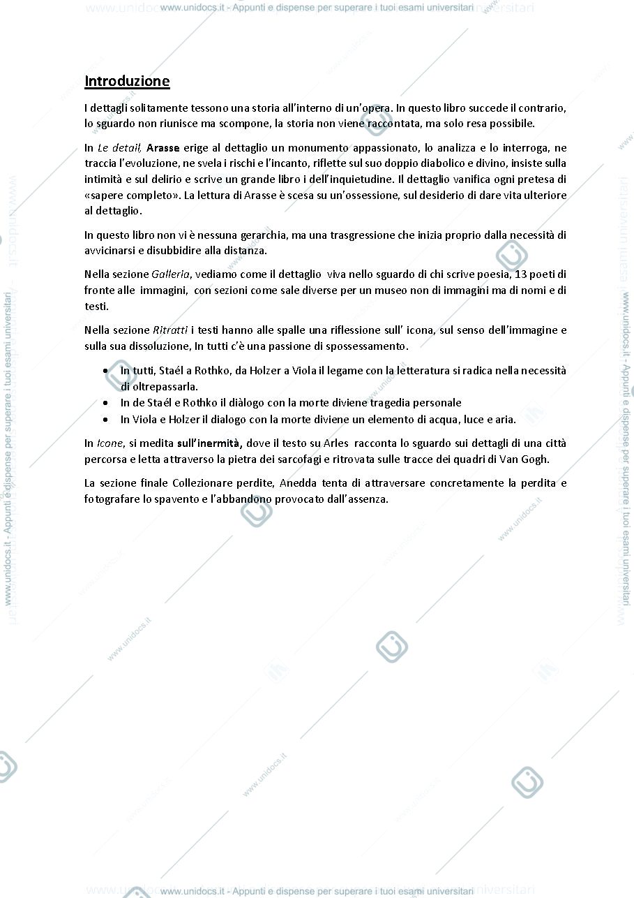 Anteprima pagina 1 — Anedda - La Vita dei Dettagli. Riassunto