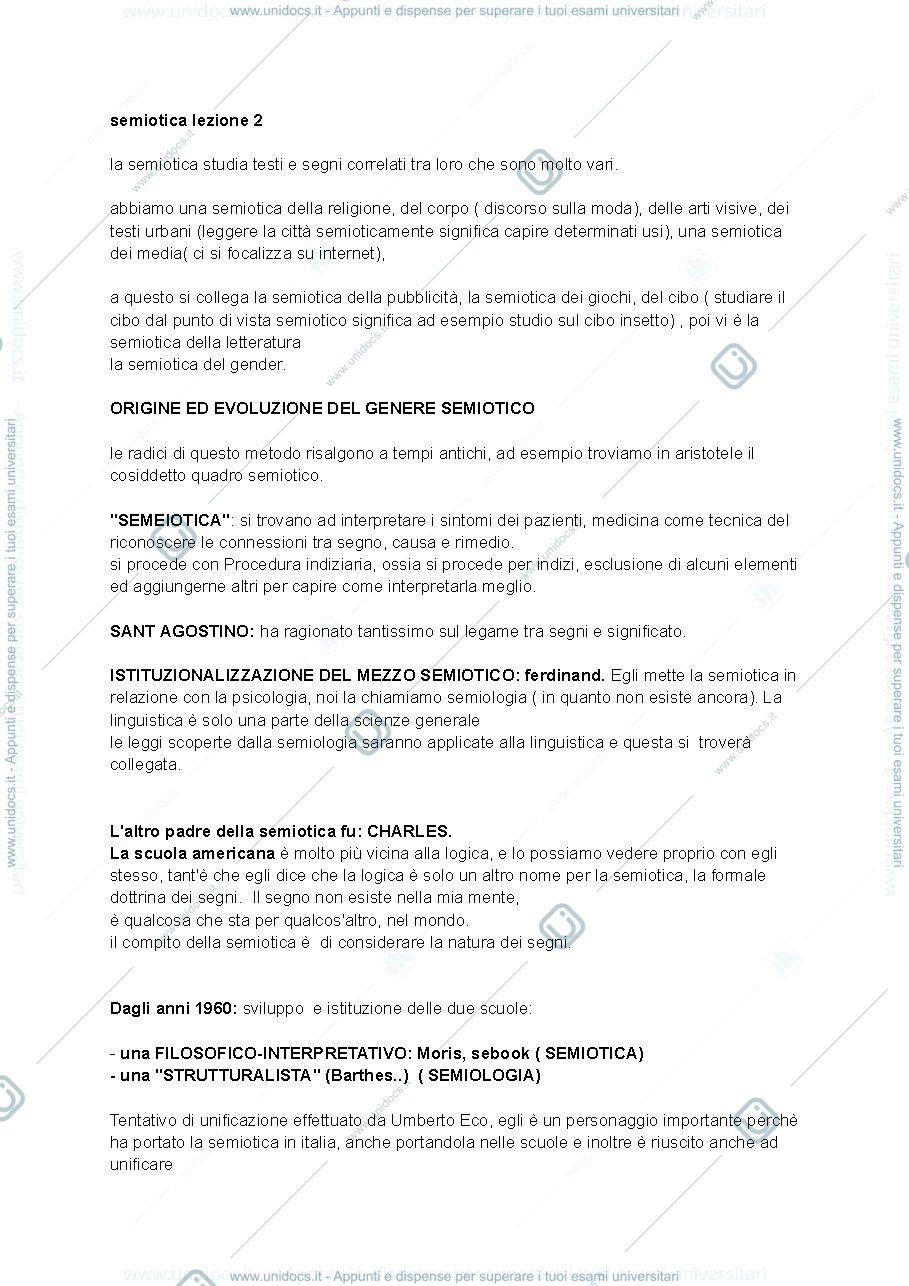Anteprima pagina 1 — semiotica appunti