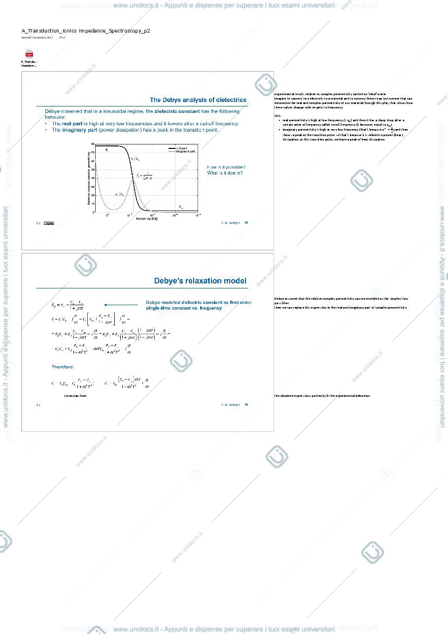 Anteprima pagina 1 — Impedance spectroscopy (slides+appunti) 