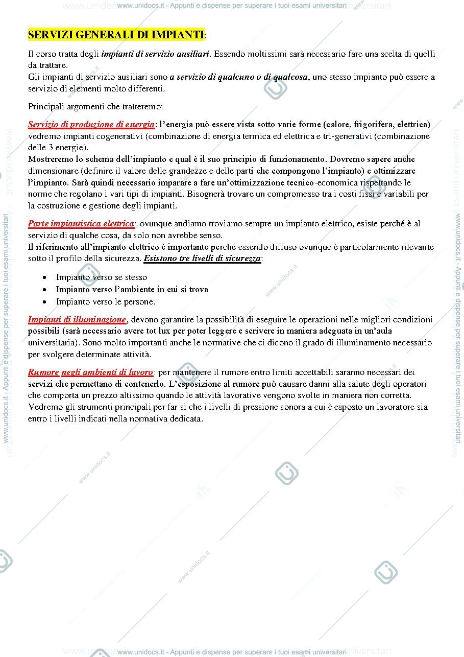 Anteprima pagina 1 — appunti completi servizi generali di impianto