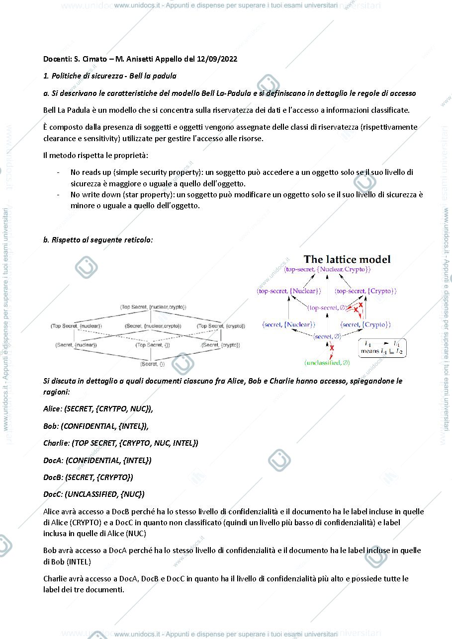 Anteprima pagina 1 — Domande e risposte esami 2021 2022