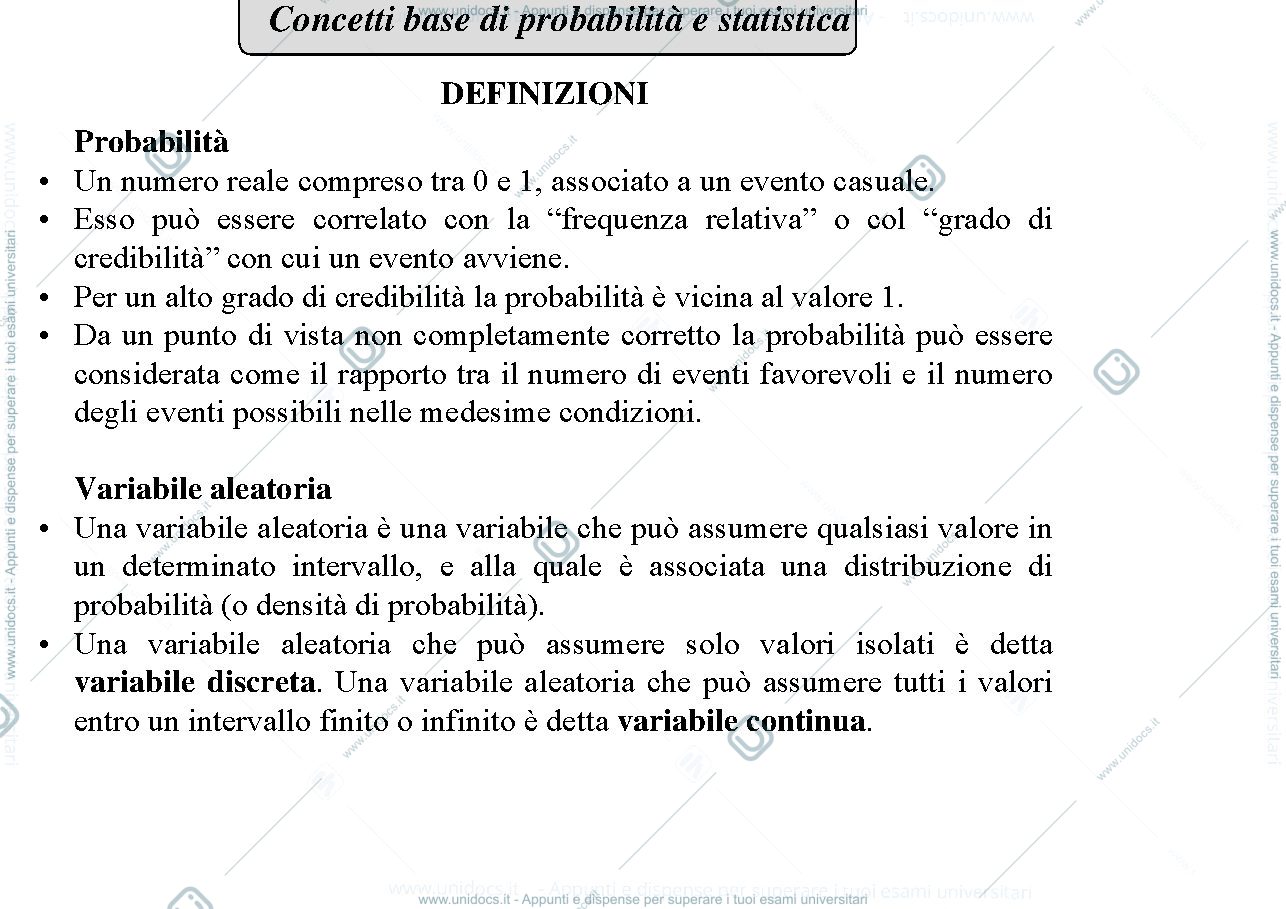 Anteprima pagina 1 — concetti base di probabilità