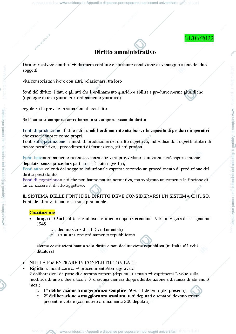 Anteprima pagina 1 — Riassunto sistema amministrativo