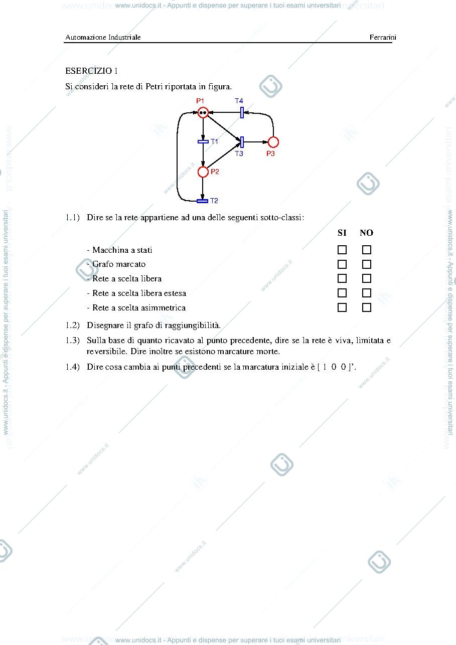 Anteprima pagina 1 — esercizi prof: Ferrarini