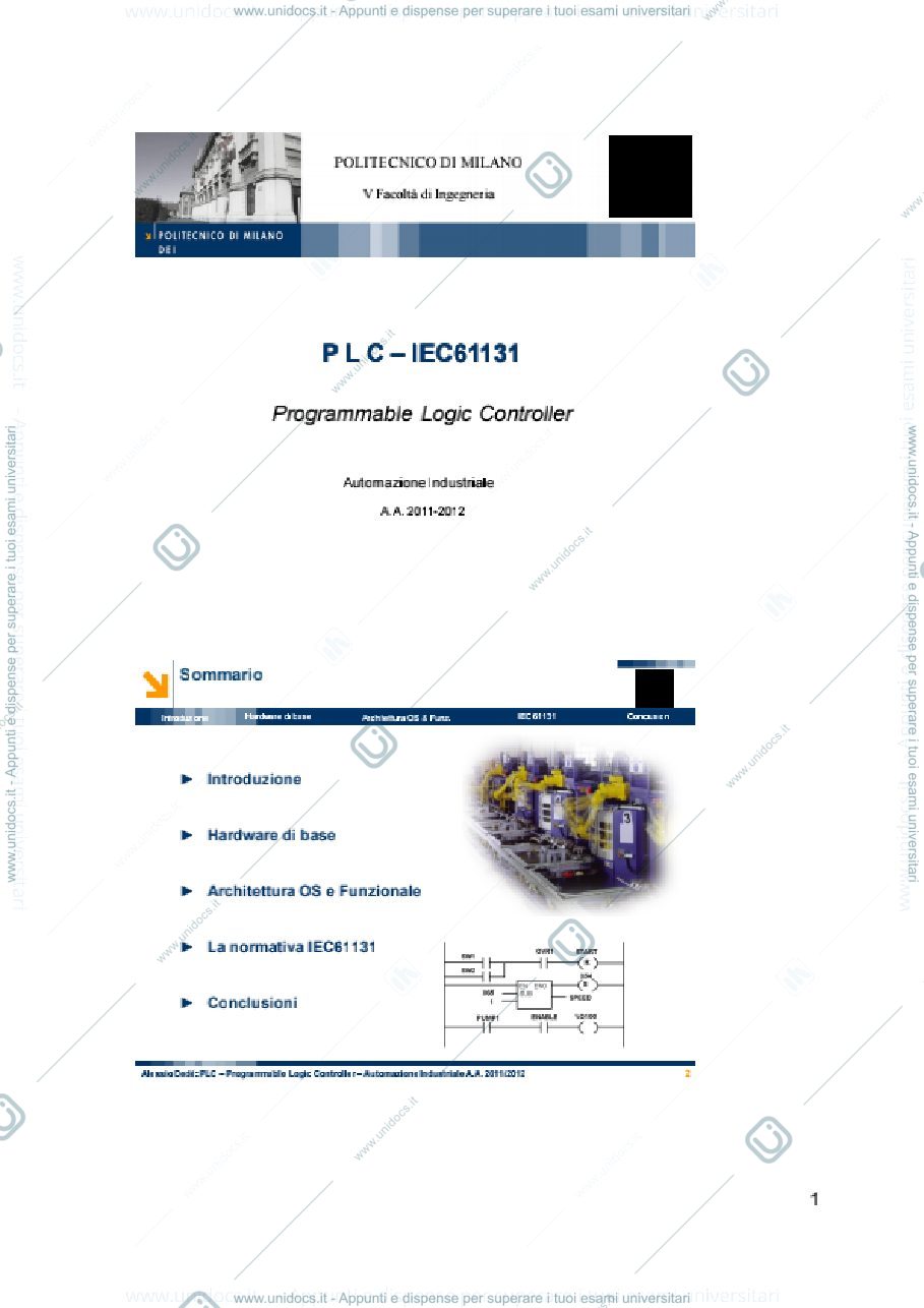 Anteprima pagina 1 — PLC_1_IEC1131_Introduzione_19-11 corso prof: Ferrarini