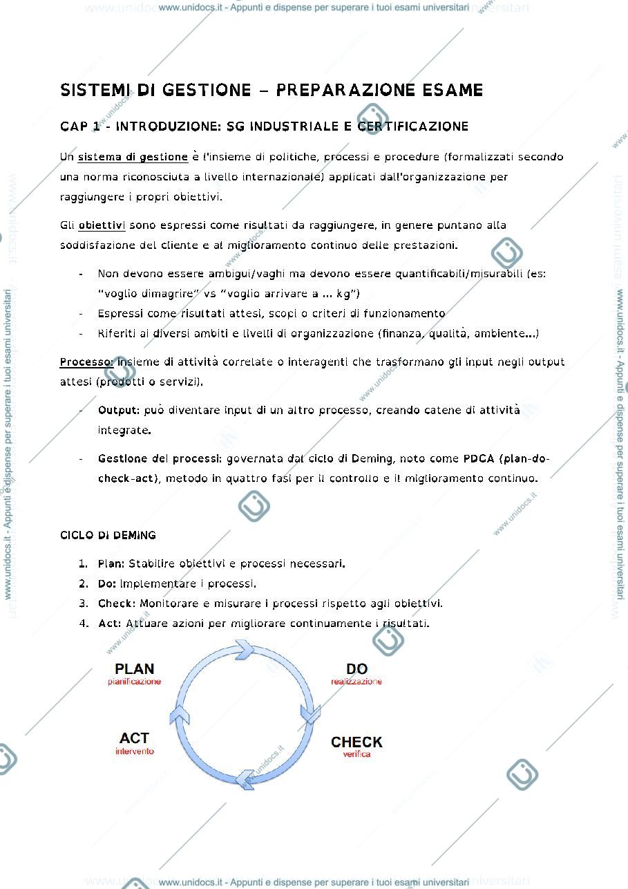 Anteprima pagina 1 — sistemi di gestione preparazione esame