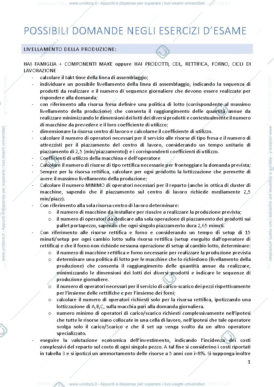 Anteprima pagina 1 — Possibili domande d'esame