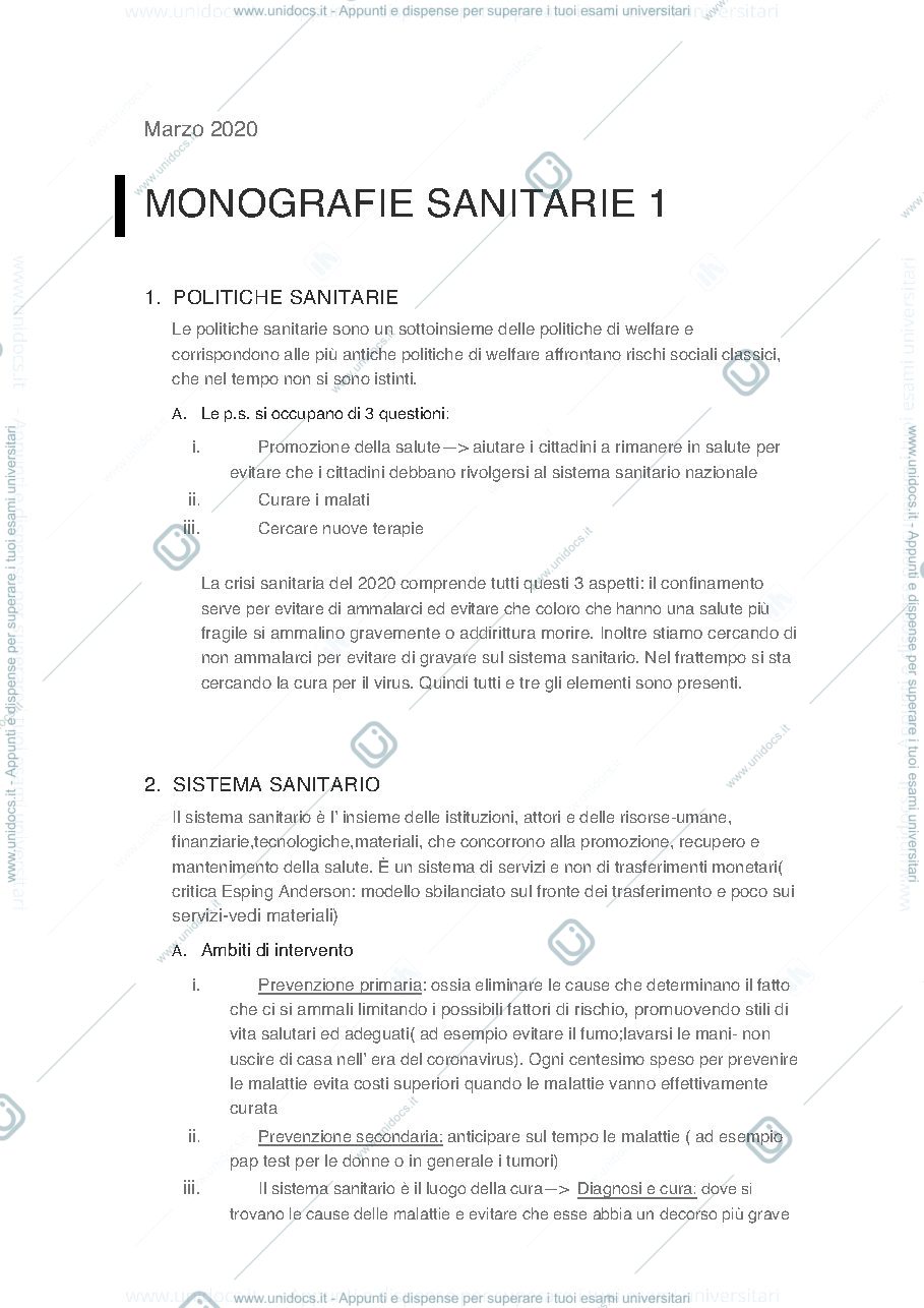 Anteprima pagina 1 — Prima lezione monografie sanitarie