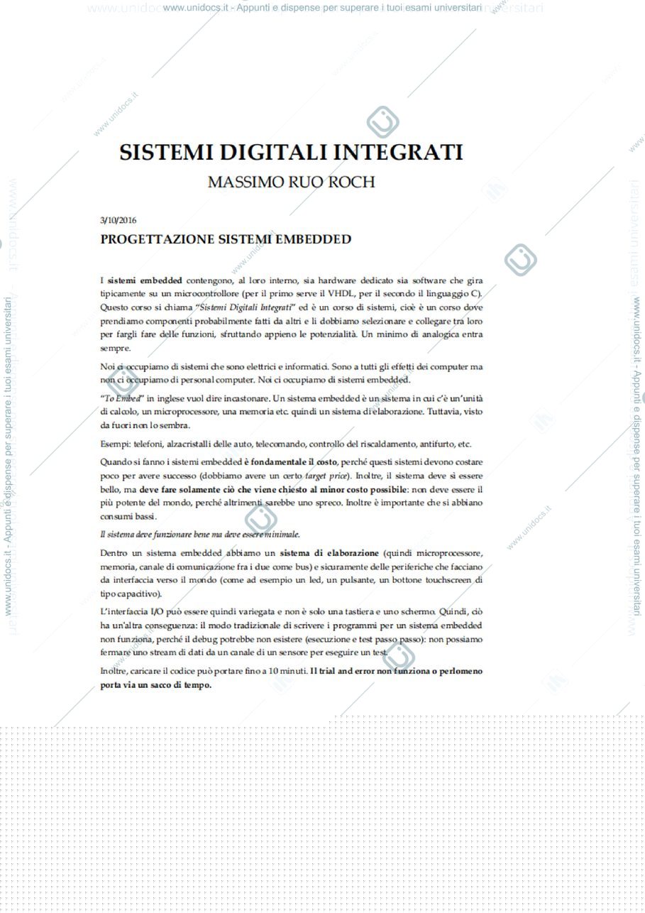 Anteprima pagina 1 — appunti prima lezione sistemi digitali integrati