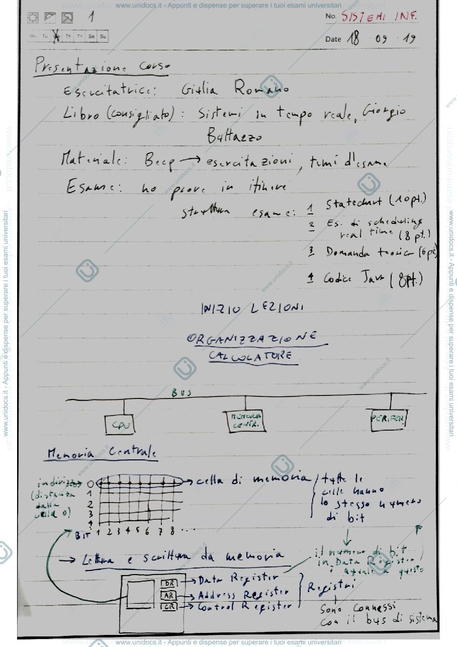 Anteprima pagina 1 — appunti lezioni prof: Gatti Nicola
