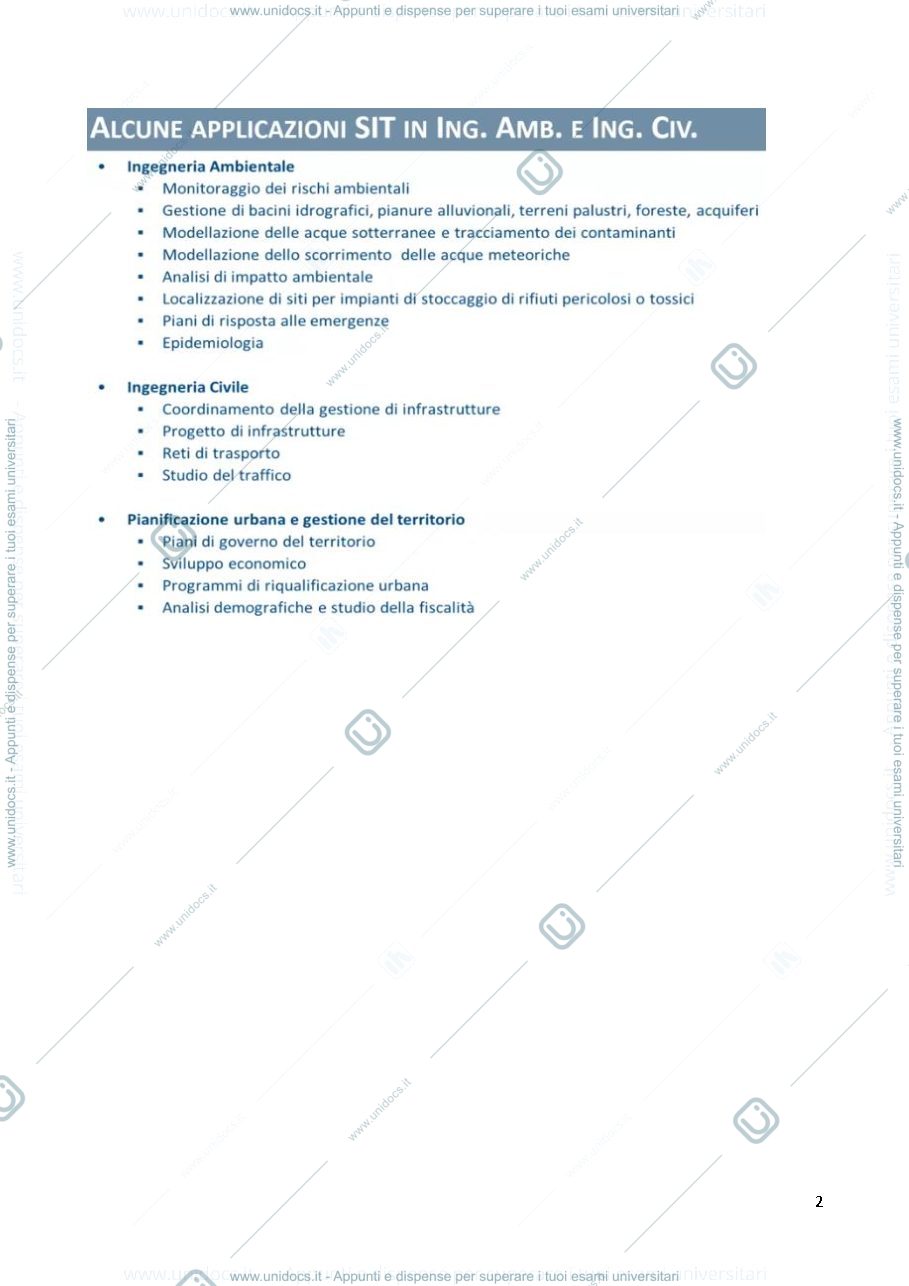 Anteprima pagina 2 — Appunti con slide SISTEMI INFORMATIVI TERRITORIALI