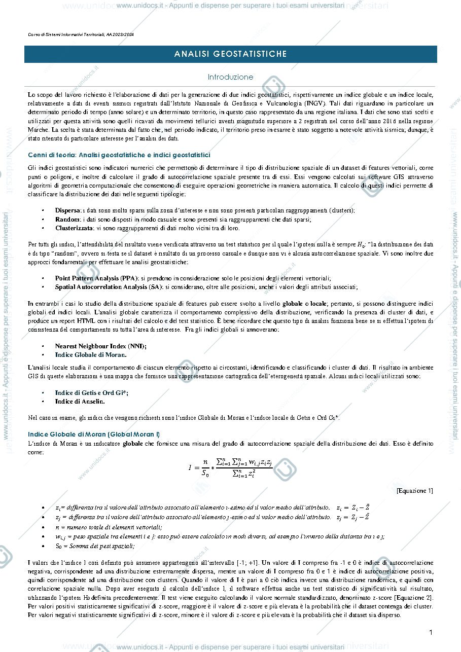 Anteprima pagina 1 — Relazione SIT
