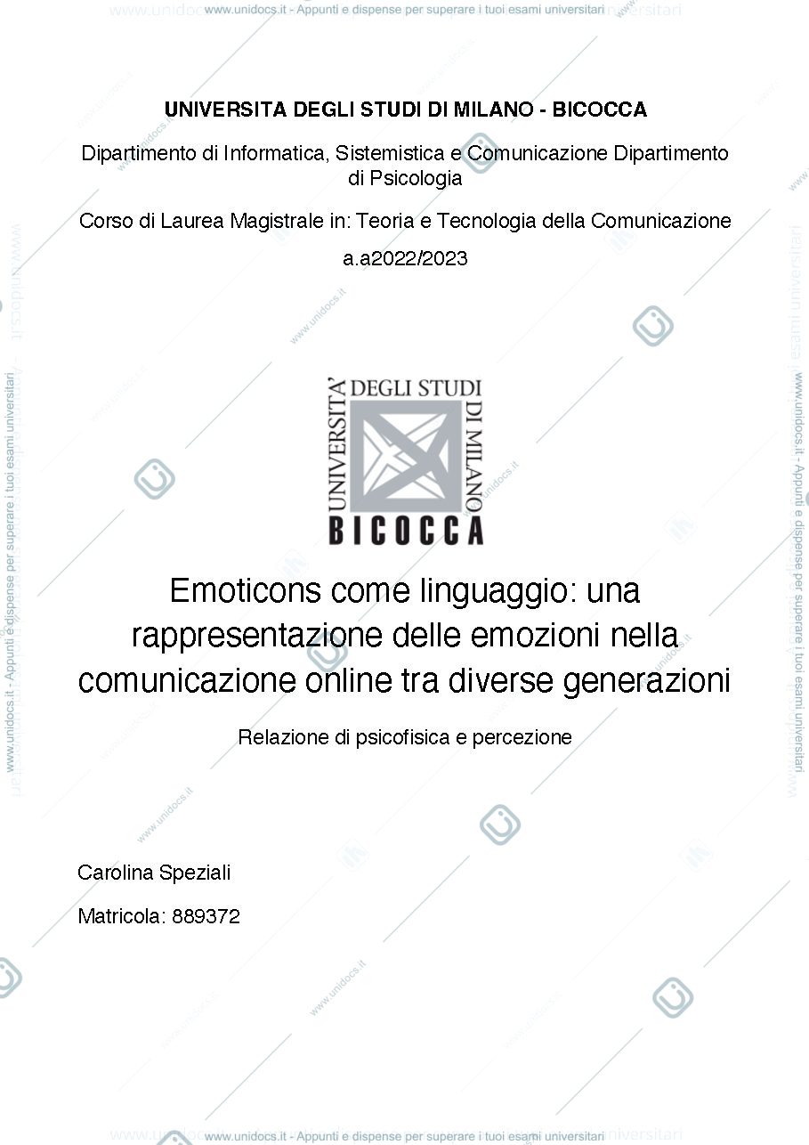 Anteprima pagina 1 — Emoticons come linguaggio: una rappresentazione delle emozioni nella comunicazione online tra diverse generazioni