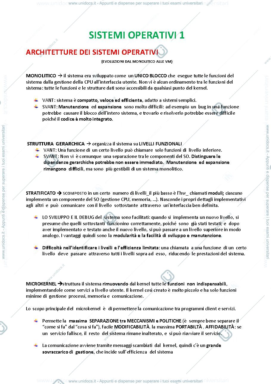 Anteprima pagina 1 — SISTEMI OPERATIVI 1