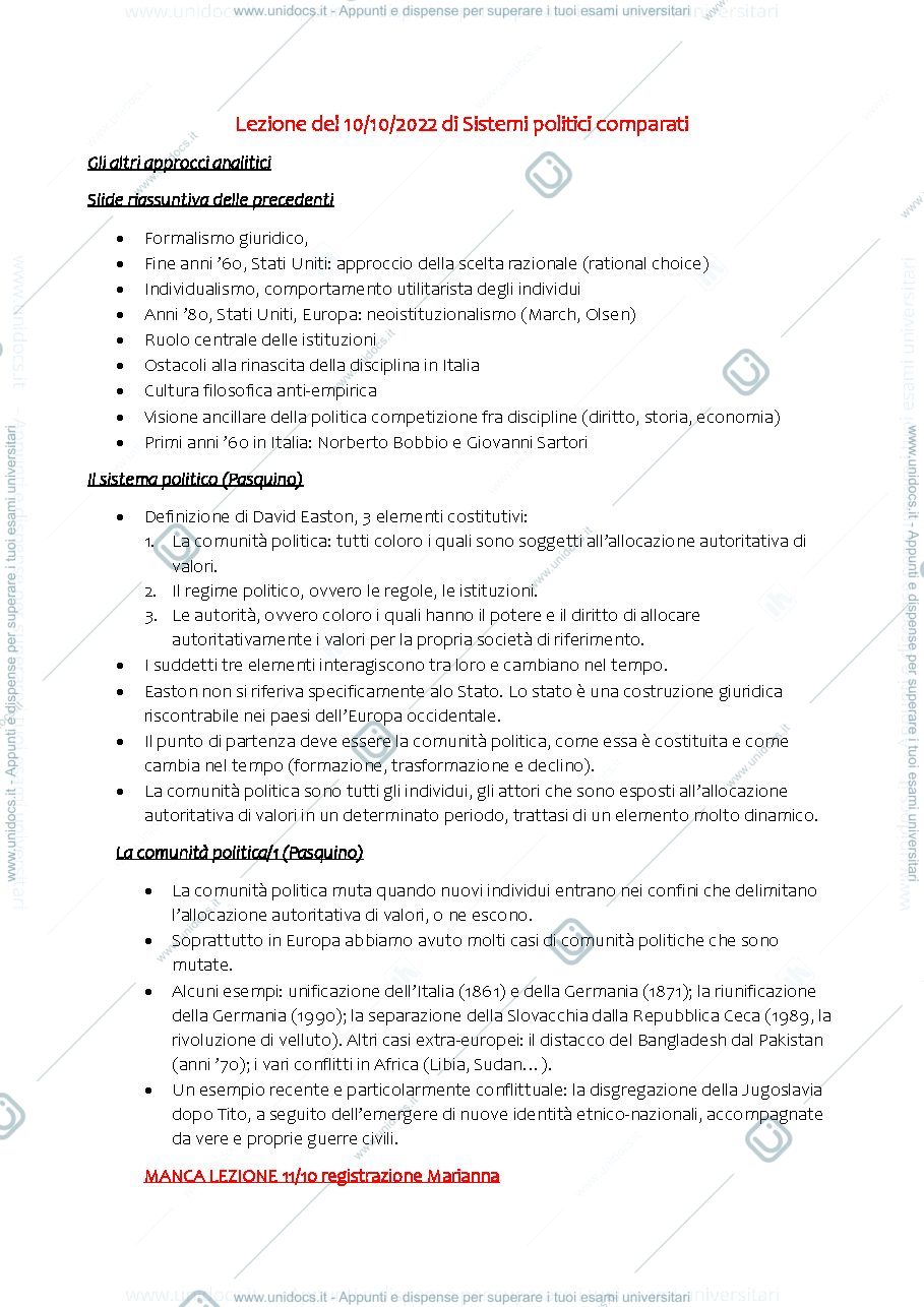 Anteprima pagina 1 — Sistemi politici comparati