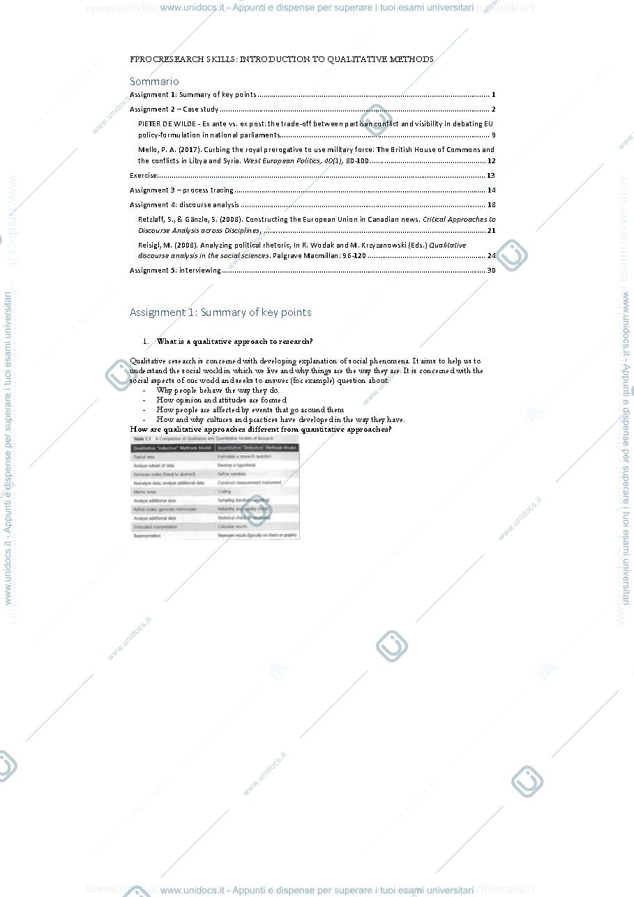 Anteprima pagina 1 — research qualitative methods notes and lectures