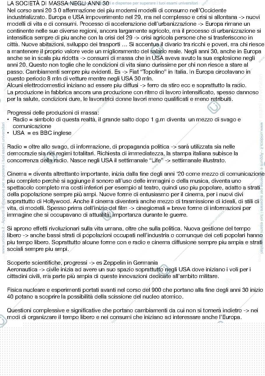 Anteprima pagina 1 — Appunti di lezione società di massa moda e costume nella storia del 900