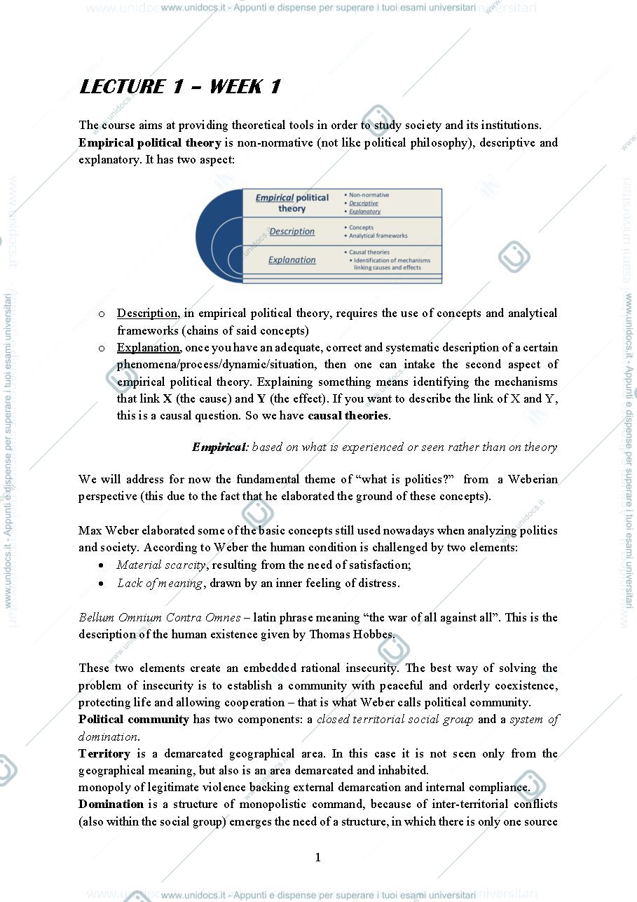 Anteprima pagina 1 — Lecture notes unit 1 of "Society, Politics and Institutions"